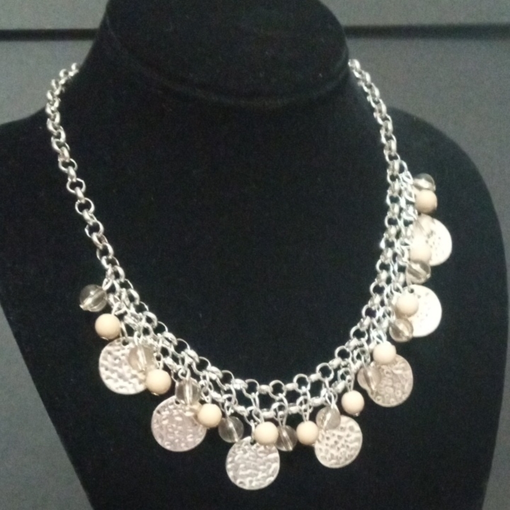 Paparazzi Silver and Cream Charm Necklace